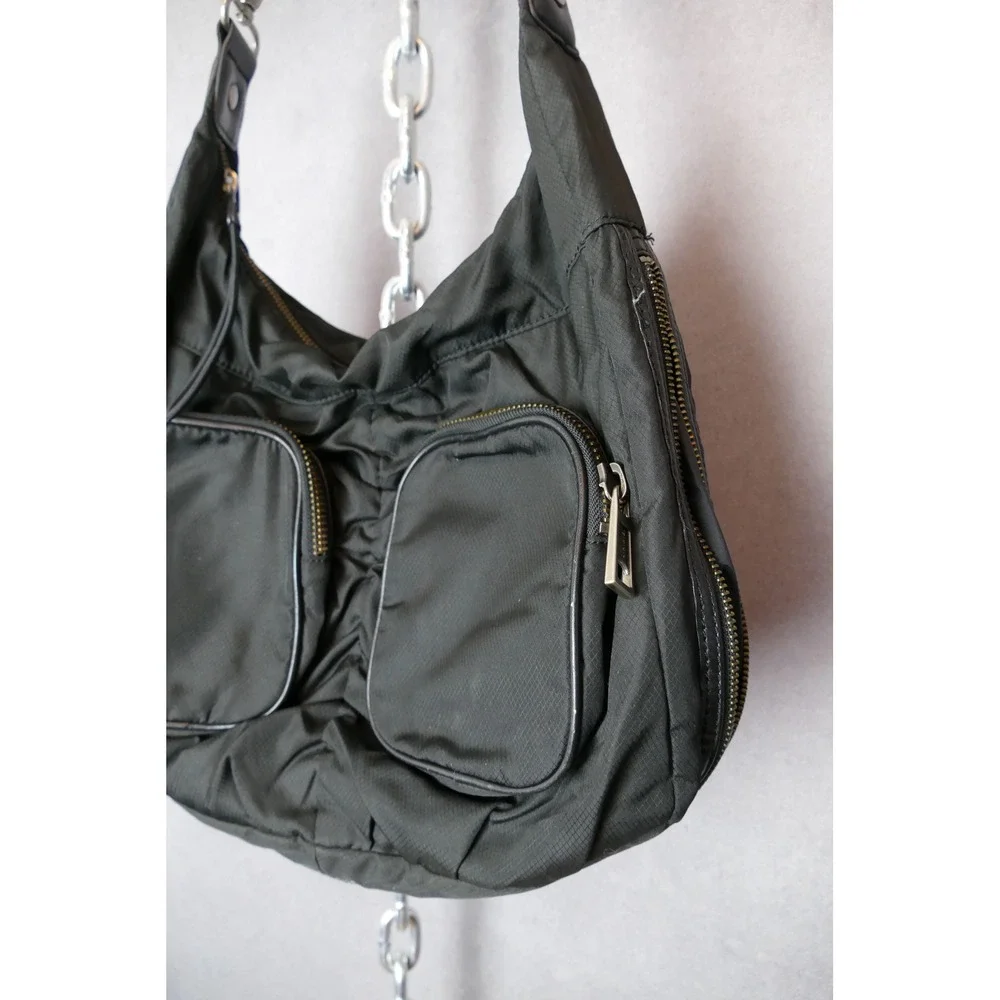 LAMB Gwen Stefani Black Nylon Hobo Bag with Braided‎ Handle
